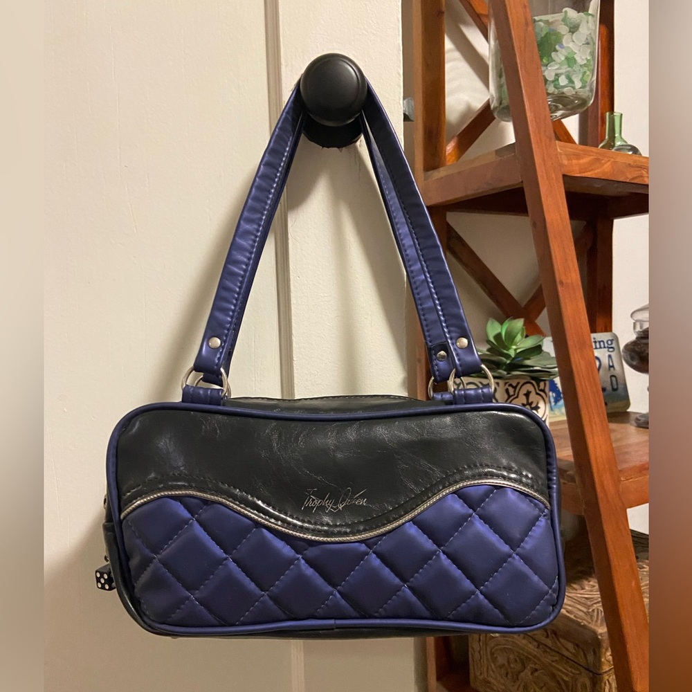 Trophy Queen Shoulder Bag Purse Black & Purple Retro Custom Made